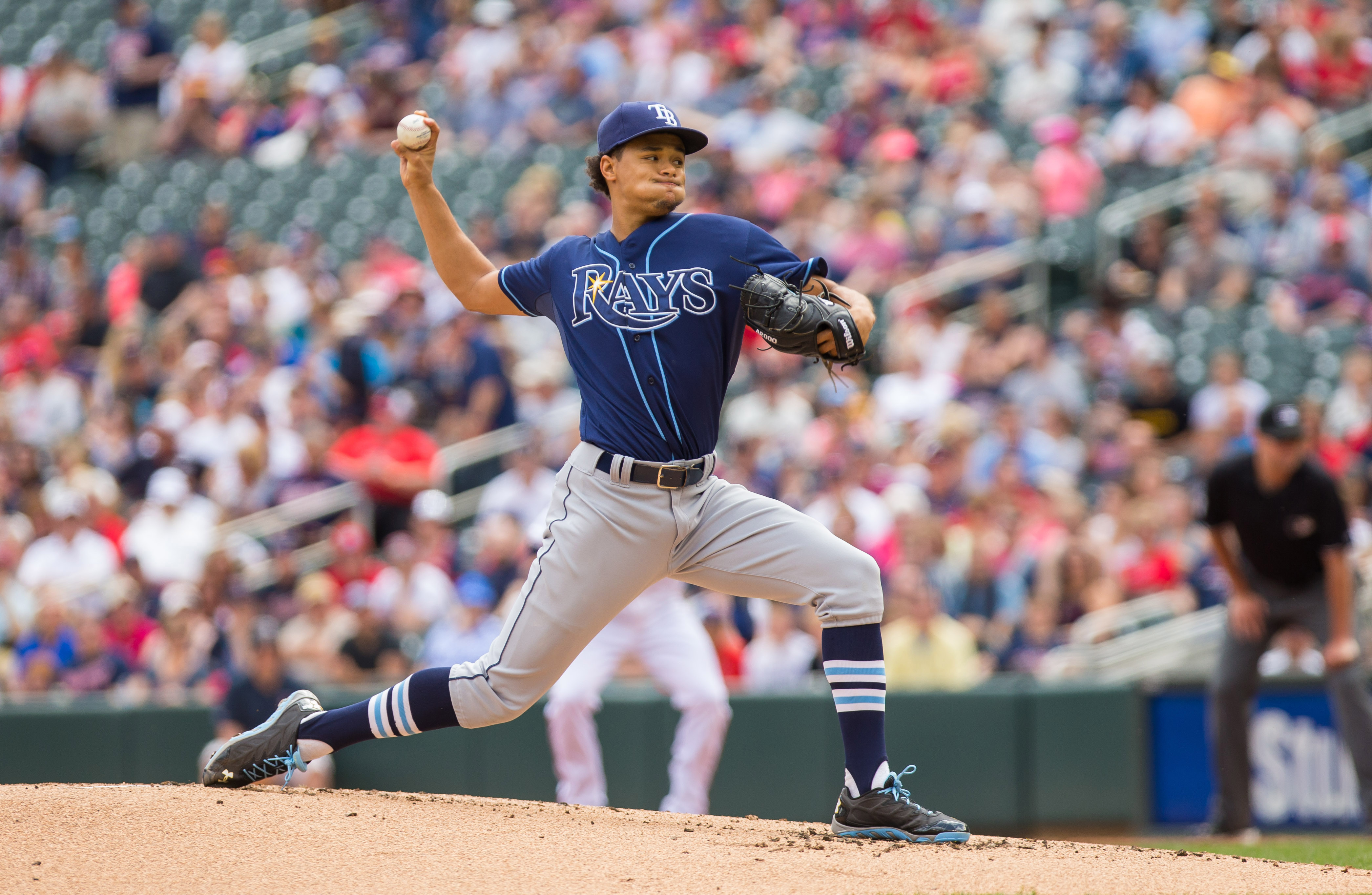 Minnesota Twins starting pitcher Chris Archer throws against the