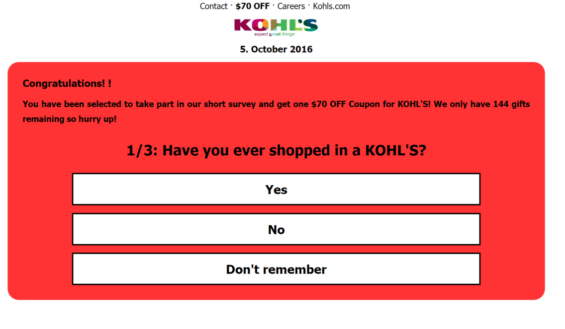 Watch Out! Kohl's '$70 off any purchase' coupon is a scam