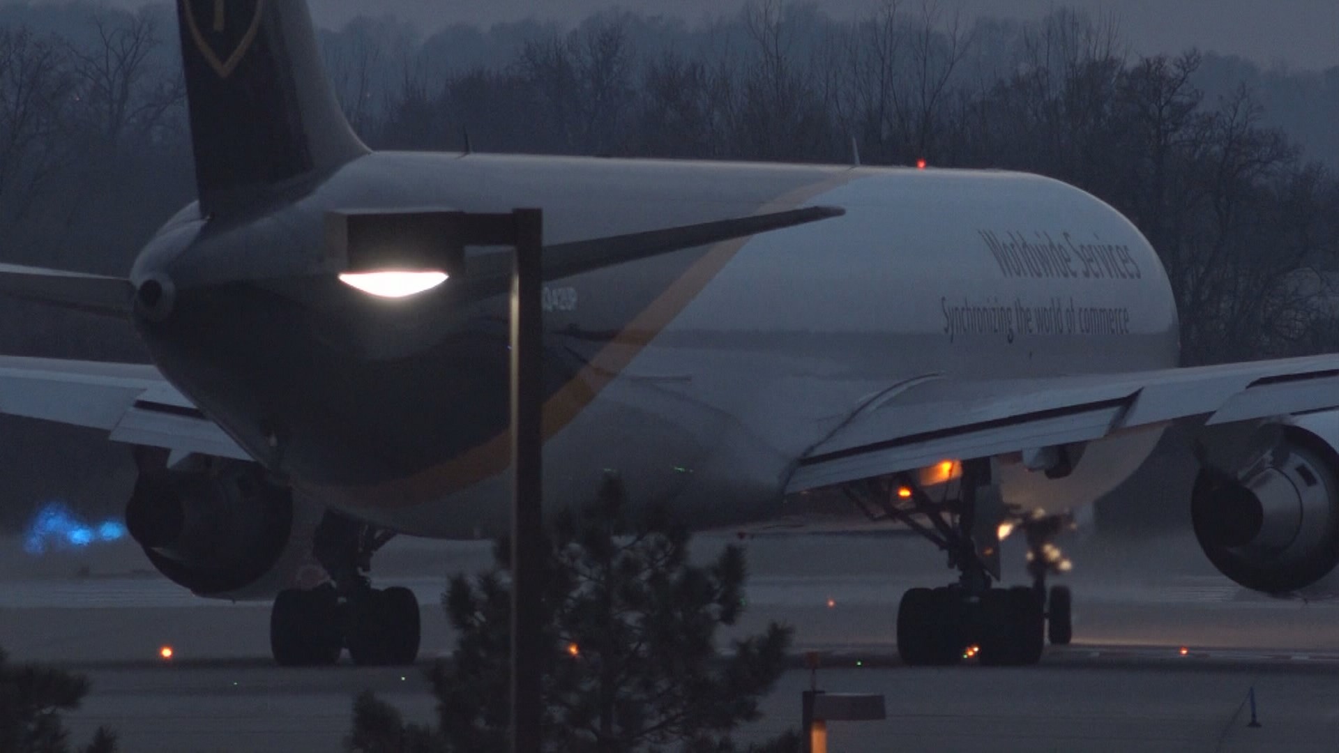 Laser pointing aircraft taking off