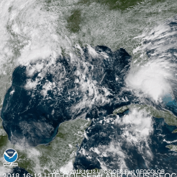 Tropical Storm Gordon Satellite and Radar image